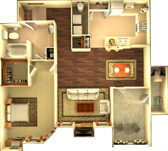 1 Bed • 1 Bath 1233 floor plan